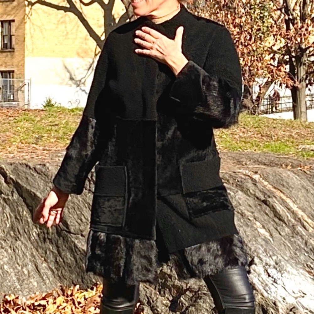 Shearling Black Coat-Nigel Preston Small